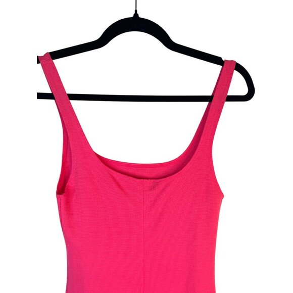 Zara Small Bright Pink Bodycon Dress Sleeveless Scoop Neck Midi Polyester Blend - Picture 10 of 14